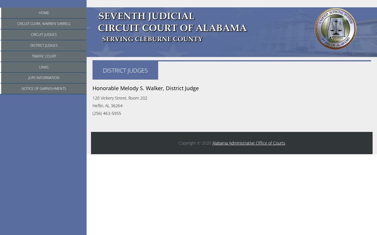 Official Cleburne District Judge office page for District Court docket matters
