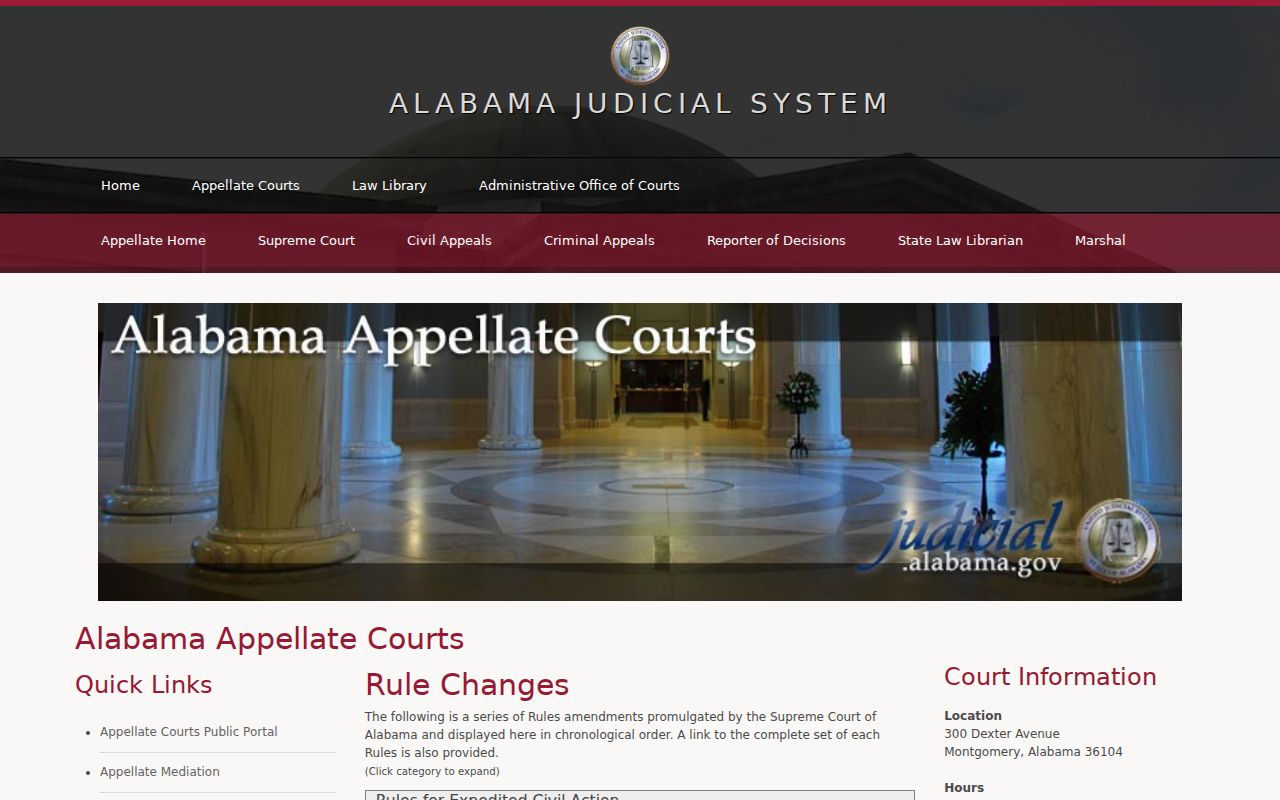 Cleburne County court calendar official Alabama rules page