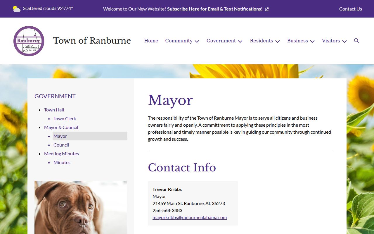 Ranburne court records town government contact page